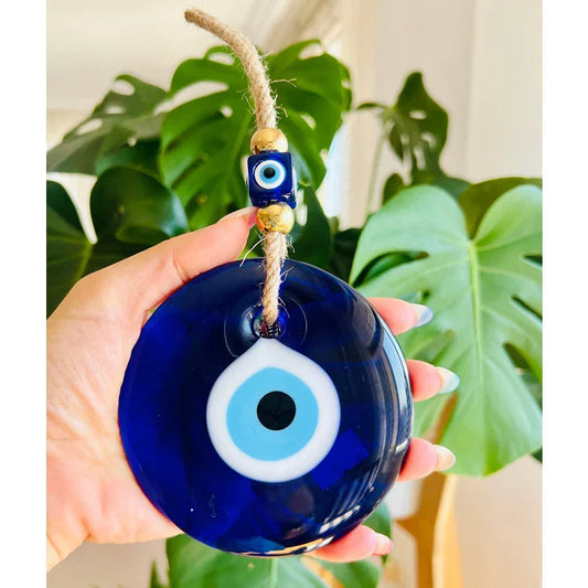 Evil Eye Wall Hanging – Glass Blue Nazar Charm for Home Protection & Decorative Blessing